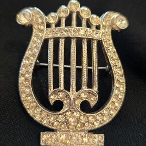 Elegant Silver Crystal Brooch